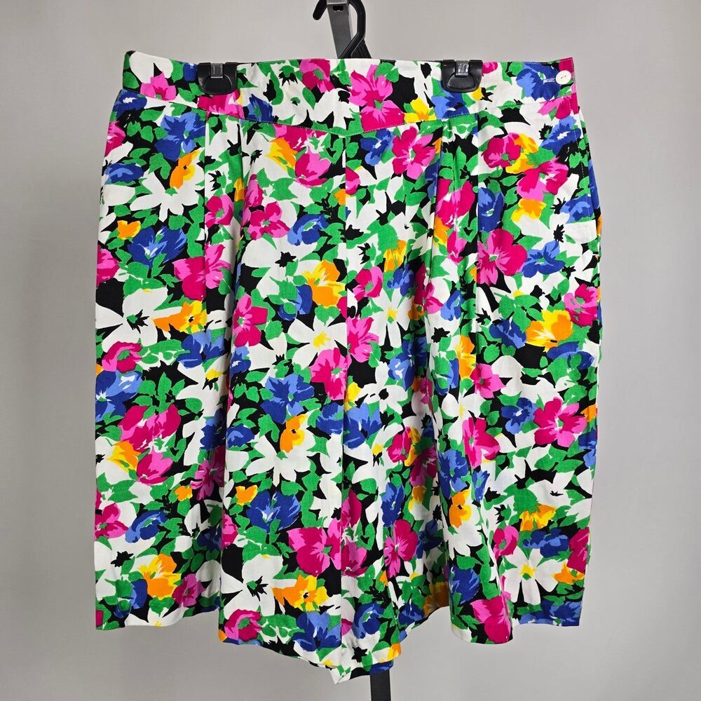 Vintage Hunt Club Floral Print High Rise Wide Leg Shorts Size L